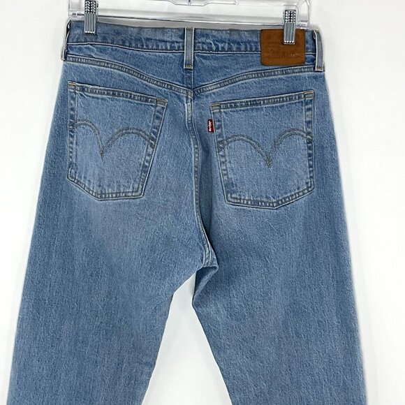 Levis Jeans Women 29 Wedgie Straight Blue Raw Hem Premium Denim - Picture 6 of 14